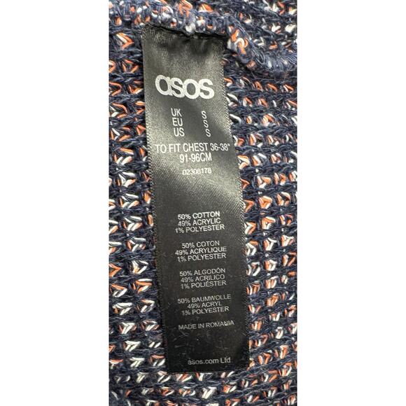 ASOS Men’s Knit Multi Color Twisted Yarn Contrast Sweater in Blue Size Small - Picture 4 of 4